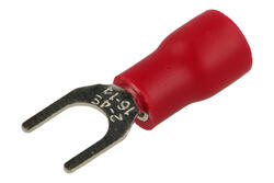 Cord end terminal; M4; fork; insulated; 01101-SVS1.25-4; red; straight; for cable; 0,5÷1,5mm2; tinned; crimped