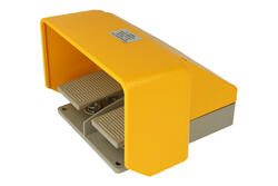 Switch; foot type; YDT1-20; ON-(OFF)+OFF-(ON); momentary; screw; 2 ways; 2 positions; dual; with guard; 15A; 250V AC; IP62; YUMO; RoHS; yellow-grey; grey