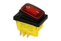 Switch; rocker; KCD4-0111- 21_230BR; ON-OFF; 2 ways; red; neon bulb 230V backlight; red; bistable; 6,3x0,8mm connectors; 22x30mm; 2 positions; 16A; 250V AC; FILN