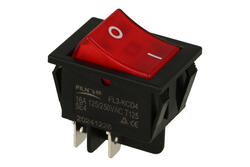 Switch; rocker; KCD4-0101- 21_250BR; ON-OFF; 2 ways; red; neon bulb 250V backlight; red; bistable; 6,3x0,8mm connectors; 22x30mm; 2 positions; 16A; 250V AC; FILN