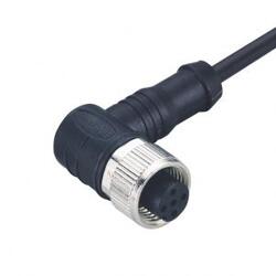 Gniazdo z przewodem; KLS15-M8A-TR4-03-PUR-L2.0M-B-U; M8-3p; 3 tory; kątowe 90°; z przewodem 2m; 0,25mm2; 6mm; czarny; IP67; 3A; 60V; KLS; RoHS