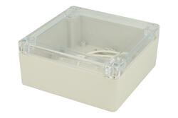 Enclosure; multipurpose; ZP135.135.60JpH TM ABS-PC; ABS / PC; ABS; 134,8mm; 134,8mm; 60,1mm; IP65; transparent; light gray; with brass bushing; hermetic; Kradex; RoHS