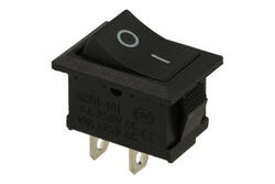 Switch; rocker; KCD1-101-00; ON-OFF; 1 way; black; no backlight; bistable; 4,8x0,8mm connectors; 13x19,2mm; 2 positions; 6A; 250V AC; FILN