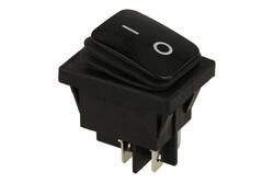 Switch; rocker; A-KCD4-B; OFF-(ON); 2 ways; black; no backlight; momentary; bistable; 6,3x0,8mm connectors; 22x27mm; 2 positions; 16A; 250V AC