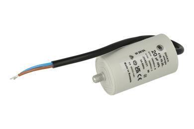 Kondensator; polipropylenowy; silnikowy (rozruchowy); 4.16.10.25.14; 20uF; 425V AC; fi 40x70mm; z przewodami; śruba bez nakrętki; Ducati; RoHS