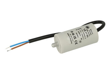 Kondensator; polipropylenowy; silnikowy (rozruchowy); 416101714; 12uF; 425V AC; fi 36x70mm; z przewodami; śruba bez nakrętki; Ducati; RoHS