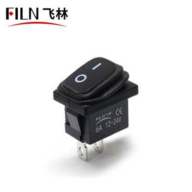 Switch; rocker; waterproof; KCD1-0111- 11_000XX; ON-OFF; 1 way; black; no backlight; bistable; 4,8x0,8mm connectors; 13x19,2mm; 2 positions; 6A; 250V AC; 10A; FILN