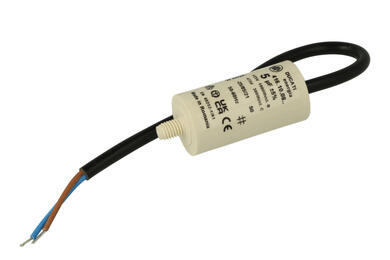 Capacitor; polypropylene; motor; 416100814; 5uF; 425V AC; fi 28x55mm; with cables; screw without nut; Ducati; RoHS