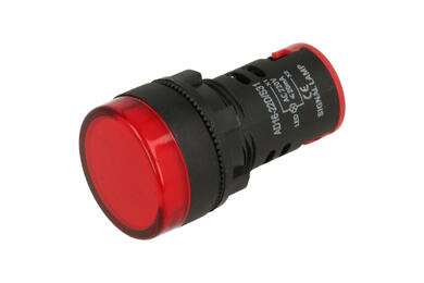 Kontrolka; FL1P-22NA- 1_ARXX230V; 22mm; podświetlenie LED 230V; czerwony; śrubowe; czarny; IP67; 38mm; FILN; RoHS