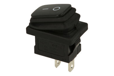 Switch; rocker; waterproof; KCD1-0111- 11_000XX; ON-OFF; 1 way; black; no backlight; bistable; 4,8x0,8mm connectors; 13x19,2mm; 2 positions; 6A; 250V AC; 10A; FILN