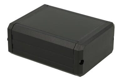 Enclosure; multipurpose; P85.80.40; aluminum; 85mm; 80mm; 40mm; black; black ABS ends; removable panel; RoHS
