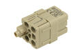Socket; HAN Q; 09120053104; 5 ways; 3A; polycarbonate; straight; screwless; 16A; 230V; grey; silver plated; 0,14÷2,5mm2; Harting; RoHS