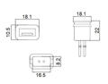 Socket; USB A; 013806; black; with 0,1m cable; horizontal; RoHS