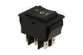 Switch; rocker; RS2032C0BK; ON-OFF-ON; 2 ways; black; no backlight; bistable; 6,3x0,8mm connectors; 22,7x31mm; 3 positions; 15A; 250V AC; Ninigi