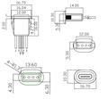 Gniazdo; USB C; 012603; czarny; zatrzaskowe; poziome
