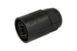 Obudowa złącza; RJ45 8p8c; RJ45F6I; 8 torów; na przewód; proste; czarny; zatrzaskowe; wtykany; 5-6mm; IP67; poliwęglan; Weipu; RoHS