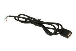 Gniazdo; USB A; A-G-USB A; USB 2.0; czarny; z przewodem 1m; proste; lutowany