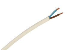 Przewód; sterowniczy; H03VVH2-F (OMYp); 2x0,75mm2; linka; Cu; biały; płaski; PVC; 3,4/5,5mm; 300/300V; NKT; RoHS