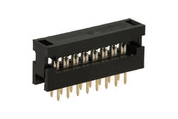 Adapter; IDC; FD16/PCT16; 16 ways; 2x8; straight; 2,54mm; gold plated; through hole; for flat cable; crimped; RoHS