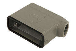 Connector housing; Han A; 19200161540; 16A; metal; angled 90°; for cable; entry for M20 cable gland; for single locking lever; one side cable entry; grey; IP65; Harting; RoHS