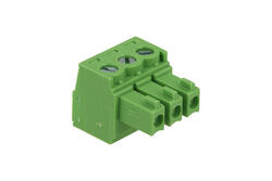 Łączówka; EC381V-03P; 3 tory; R=3,81mm; 11,1mm; 8A; 300V; na panel; kątowe 90°; otwór kwadratowy; śruba prosta; śrubowy; pionowy; 0,2÷1,5mm2; zielony; Dinkle; RoHS