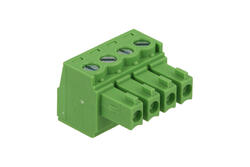 Łączówka; EC381V-04P; 4 tory; R=3,81mm; 11,1mm; 8A; 300V; na panel; kątowe 90°; otwór kwadratowy; śruba prosta; śrubowy; pionowy; 0,2÷1,5mm2; zielony; Dinkle; RoHS