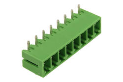 Łączówka; ECH381R-08P; 8 torów; R=3,81mm; 7,2mm; 8A; 300V; na panel; kątowe 90°; zamknięta; lutowany; zielony; Dinkle; RoHS