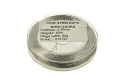 Silver plated wire; 013797; solid; Cu; silver plated; 0,35mm; 50m spool; RoHS