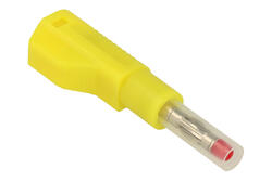 Banana plug; 4mm; 25.450.3; yellow; safe; 56mm; pluggable (4mm banana socket); solder; 32A; 600V; nickel plated brass; PA; Amass; RoHS