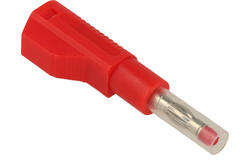 Wtyk bananowy; 4mm; 25.450.1; czerwony; bezpieczny; 56mm; wtykany (gniazdo bananowe 4mm); lutowany; 32A; 600V; mosiądz niklowany; PA; Amass; RoHS