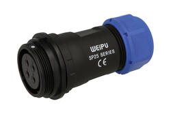 Gniazdo; SP2511C/S4II-1N; 4 tory; proste; lutowany; 4,0mm2; 7-12mm; SP25; na przewód; czarny; IP68; 25A; Weipu; RoHS