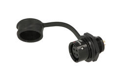 Socket; SA1212/S4B; 4 ways; straight; solder; 0,75mm2; SA12; for panel; push-pull; anodized aluminium; black; IP67; 5A; Weipu; RoHS