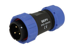 Plug; SP2510/P3II-1N; 3 ways; straight; solder; 4,0mm2; 7-12mm; SP25; for cable; black; IP68; 25A; Weipu; RoHS