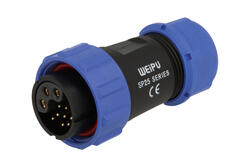Plug; SP2510/P12BII-1N; 12 ways (4+8); straight; solder; 4,0mm2; 0,75mm2; 7-12mm; SP25; for cable; black; IP68; 25A; Weipu; RoHS