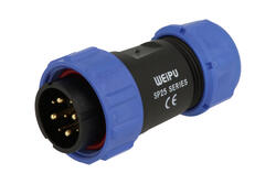 Plug; SP2510/P9II-1N; 9 ways (5+4); straight; solder; 4,0mm2; 0,75mm2; 7-12mm; SP25; for cable; black; IP68; 25A; Weipu; RoHS