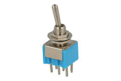 Switch; toggle; MTS202-A2.; 2*2; ON-ON; 2 ways; 2 positions; bistable; panel mounting; through hole; 3A; 250V AC; blue; 14mm