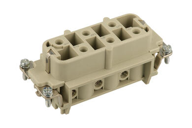 Socket; Han HsB; 09310062701; 6 ways; 16A; polycarbonate; straight; screw; 35A; 690V; grey; silver plated; 1,5÷6mm2; Harting; RoHS