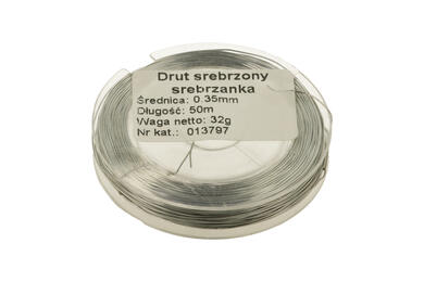Silver plated wire; 013797; solid; Cu; silver plated; 0,35mm; 50m spool; RoHS