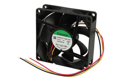 Wentylator; EF80251S1-1000U-G99; 80x80x25mm; ślizgowe; 12V; DC; 1,66W; 69,29m3/h; 33dB; 120mA; 3200RPM; 3 przewody; Sunon; RoHS; 4,5÷13,8V; 300mm