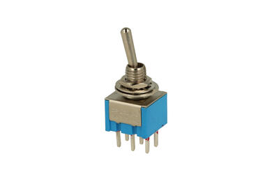 Switch; toggle; MTS202-A2.; 2*2; ON-ON; 2 ways; 2 positions; bistable; panel mounting; through hole; 3A; 250V AC; blue; 14mm