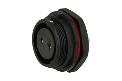 Gniazdo; SP2512/S2-1N; 2 tory; proste; lutowany; 4,0mm2; SP25; na panel; czarny; IP68; 25A; Weipu; RoHS
