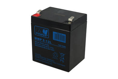 Rechargeable battery; lead-acid; maintenance-free; MWP 5-12L; 12V; 5Ah; 90x70x101(106)mm; connector 6,3 mm; MW POWER; 1,9kg; 6÷9 years