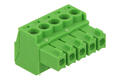 Terminal block; AK1550/5-3.5; 5 ways; R=3,50mm; 15,5mm; 8A; 300V; for cable; angled 90°; square hole; slot screw; screw; vertical; 1,5mm2; green; PTR Messtechnik; RoHS