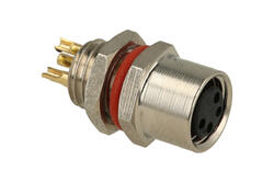 Gniazdo; KLS15-M8A-B104; M8-4p; 3 tory; proste; lutowany; 0,25mm2; na panel; 8mm; srebrny; IP67; 3A; 60V; KLS; RoHS