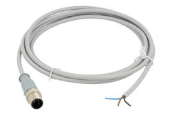 Plug with cable; 43-10084; M12-3p; 3 ways; straight; with 2m cable; 0,34mm2; grey; IP67; 4A; 250V; Conec; RoHS Plug with cable; 43-10084; M12-3p; 3 ways; straight; with 2m cable; 0,34mm2; grey; IP67; 4A; 250V; Conec; RoHS
