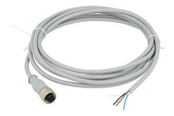 Socket with cable; 43-10021; M12-4p; 4 ways; straight; with 3m cable; 0,34mm2; grey; IP67; 4A; 250V; Conec; RoHS