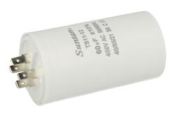 Capacitor; motor; TS11-12 4 450V 60uF; 60uF; 450V; diam. 50x95mm; 6,3mm connectors; Suntan; RoHS