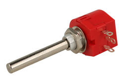 Potencjometr; osiowy; jednoobrotowy; TSR-04-222R.2.2Kohm; 2,2kohm; liniowa; 5%; 1W; oś fi 6,00mm; 39mm; metal; gładka; 300°; drutowy; lutowany; Suntan