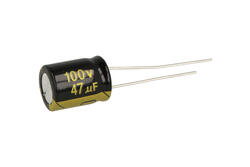 Capacitor; electrolytic; 47uF; 100V; TS14; TS14 47uF 100V +/-20% 10*13mm; fi 10x13mm; 5mm; through-hole (THT); bulk; Suntan; RoHS
