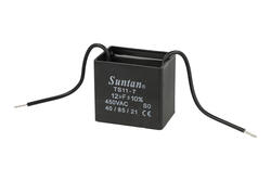 Kondensator; silnikowy (rozruchowy); TS11-7 450VAC 12uF; 12uF; 450V AC; 33x44x48mm; z przewodami; Suntan; RoHS